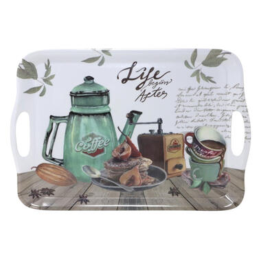 Concorde Dienblad/serveer tray Coffee Life - wit/groen - 42 x 29 cm product