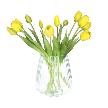 Bellatio Design Kunst tulpen boeket Bella - 12x stuks - geel - 40 cm product