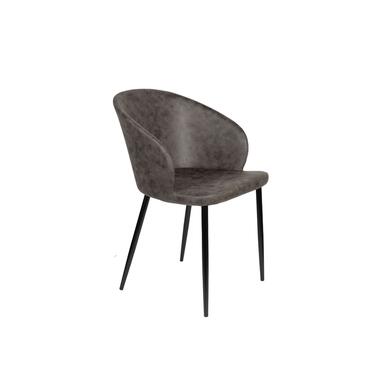 Housecraft Hadid Eetkamerstoelen Kunstleer Antraciet/ Grijs - Set van 2 product