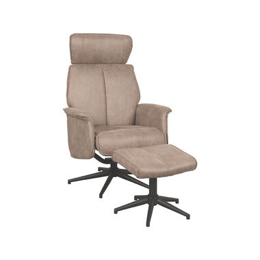 LABEL51 Fauteuil Verdal - Taupe - Micro Suede - Incl. Hocker - 79x77x109 cm product