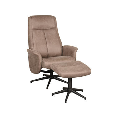 LABEL51 Fauteuil Bergen - Taupe - Micro Suede - Incl. Hocker - 62x77x53 cm product