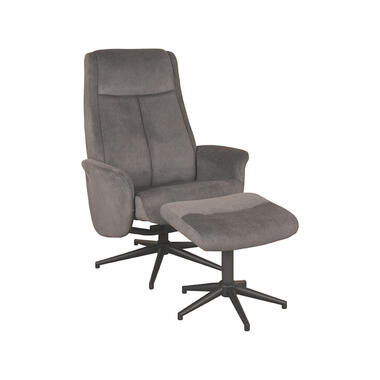 LABEL51 Fauteuil Bergen - Antraciet - Cosmo - Incl. Hocker - 62x77x53 cm product