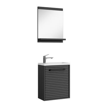 Badplaats Toiletmeubel Etna 40 x 22 cm - Mat Zwart - Fonteinmeubel met Wastafel product