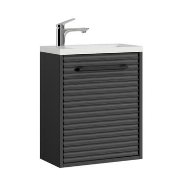 Badplaats Toiletmeubel Etna 40 x 22 cm - Mat Zwart - Fonteinmeubel met Wastafel product