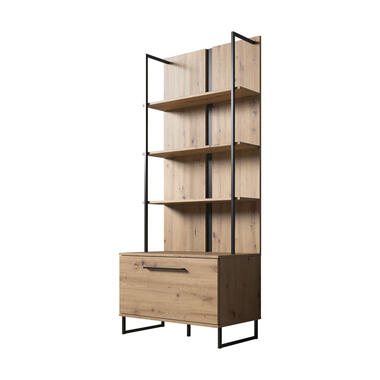 Meubella Boekenkast Saturn - Eiken - Zwart - 85 cm product