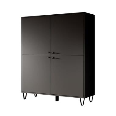 Meubella - Dressoir Apula - Antraciet - 124 cm - Dicht product