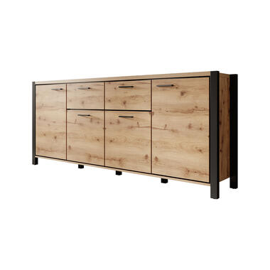 Meubella Dressoir Acapulco - Eiken - Zwart - 213 cm product