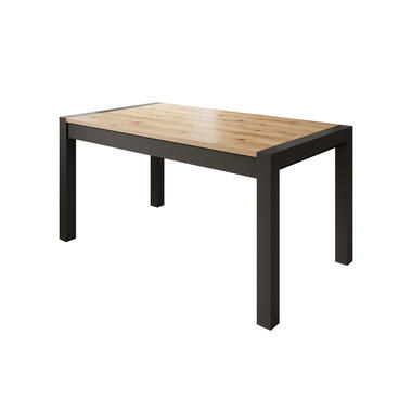 Meubella Eetkamertafel Acapulco - Eiken - Zwart - 240 cm - Uitschuifbaar product