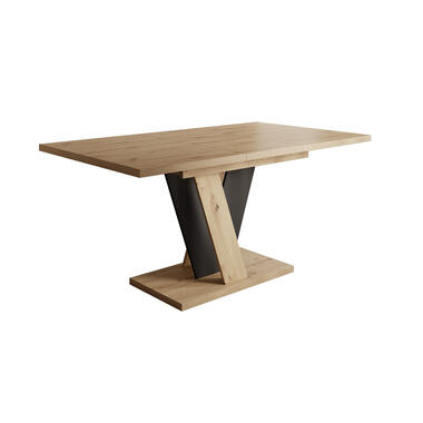 Meubella Eetkamertafel Velluto - Eiken - Zwart - 160 cm - Uitschuifbaar product