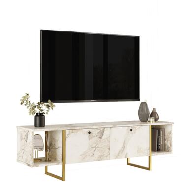 Emob Locelso TV Stand - 160cm Breedte - 18mm Dikte - Wit Goud product