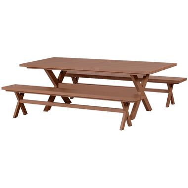 Exotan Delta Picknicktafel + Bankjes - Aluminium - Terra - 75x220x105 product