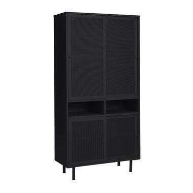 Wandkast Metaal Zwart - Schuifdeuren - 2-Deuren - 90x40x180cm - Veep - Giga product