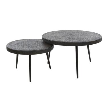 Salontafel Rond - Zwart Metaal - Set Van 2 - 74x74x35cm product