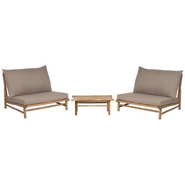 TODI - Loungeset voor 2 - Lichthout/Taupe- Bamboe product