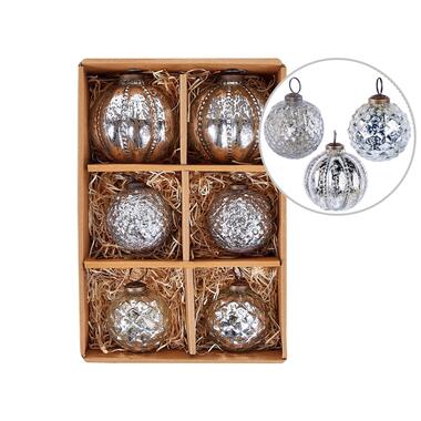 ARGENTIN - Kerstballen set van 6 - Zilver - Glas product