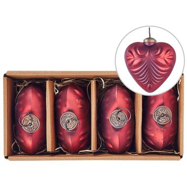 FERIABLE - Kerstballen set van 4 - Rood - Glas product