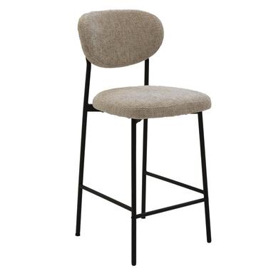 Barstoel Beige Stof - Zithoogte 65cm - 44x50x97cm - Vajèn - Set van 2 product