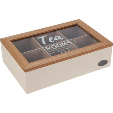 Excellent Houseware Theedoos - 6-vaks - beige/bruin - hout - 24 x 16 x 7 cm product