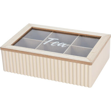 Excellent Houseware Theedoos - 6-vaks - beige/bruin - hout - 24 x 16 x 7 cm product