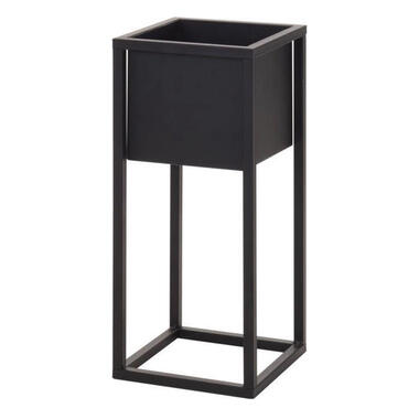 H&S Collection Plantenpot - zwart - op metalen standaard - H60 cm product