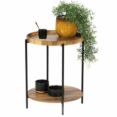 Urban Living Koffietafel Joya - hout - metaal - zwart - D42 x H51 cm product