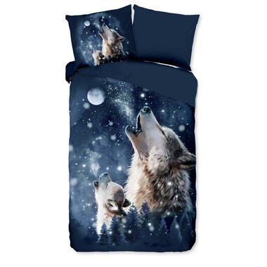 Pure Dekbedovertrek "wolf bij maanlicht" - Blauw - (140x200/220 cm) - Microfiber product