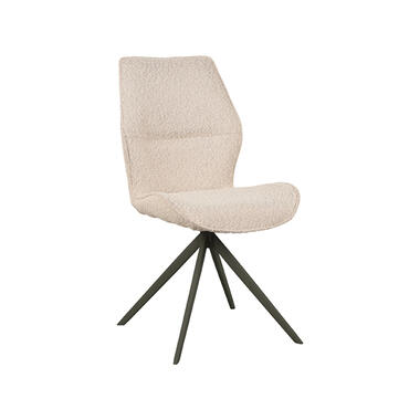 LABEL51 Eetkamerstoel Comfy - Naturel - Boucle - Zwart Onderstel product