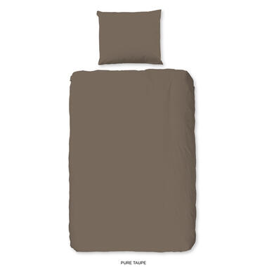 Pure Dekbedovertrek "uni dessin" - Taupe - (140x200/220 cm) - Microfiber product