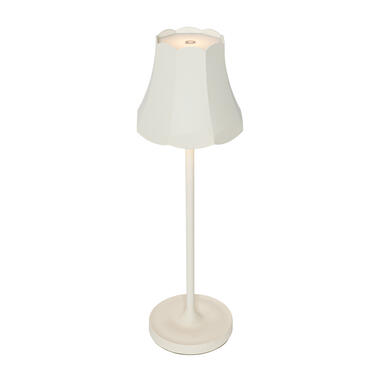 Qazqa tafellampen granny retro wit geïntegreerde led product