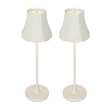 Qazqa tafellampen granny retro wit geïntegreerde led product