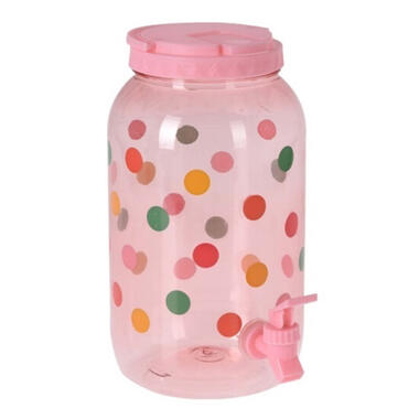 Drank dispenser/limonadetap - met tapje - kunststof - 3750 ml - roze - H27 x D19 product