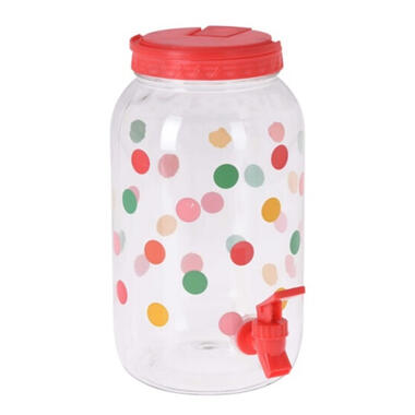 Drank dispenser/limonadetap - met tapje - kunststof - 3750 ml - rood - H27 x D19 product