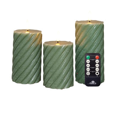 Anna Collection LED kaarsen - 3x - groen -swirl -afstandsbediening product