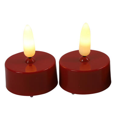 Countryfield LED waxinelichtjes - 2x stuks - rood - warm wit product