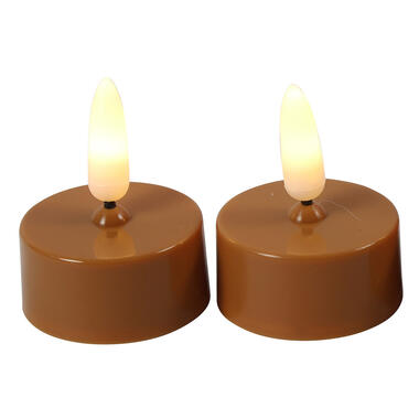 Countryfield LED waxinelichtjes - 2x stuks - cognac bruin - warm wit product