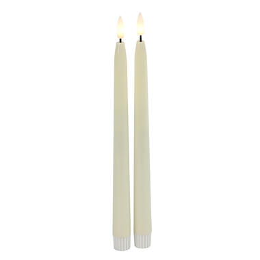 Countryfield Led kaarsen/dinerkaarsen - 2x stuks - creme wit - 28 cm product