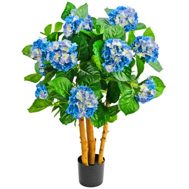 Hoyz Greenery - Kunstplant Hortensia 85 cm blauw product