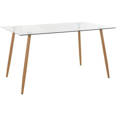 Miller - Eettafel 140x80 cm 6 zitplaatsen in glas / eiken look product