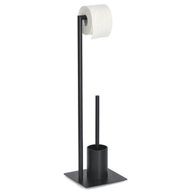 Toiletborstel/wc rolhouder - toiletgarnituur - metaal - zwart product