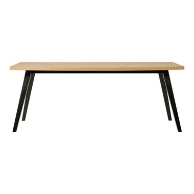 Eettafel Rechthoek 200cm - Naturel/Zwart - Eikenfineer - Amora product