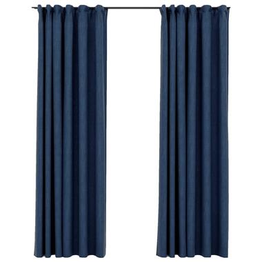 vidaXL Gordijnen linnen-look verduisterend haken 2 st 140x245 cm blauw product