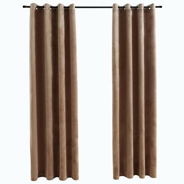 vidaXL Gordijn verduisterend met ringen 2 st 140x175 cm fluweel beige product