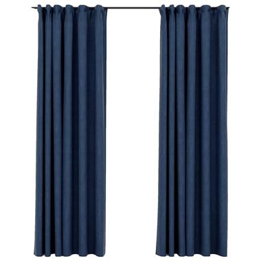 vidaXL Gordijnen linnen-look verduisterend haken 2 st 140x225 cm blauw product