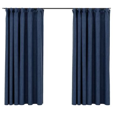 vidaXL Gordijnen linnen-look verduisterend haken 2 st 140x175 cm blauw product