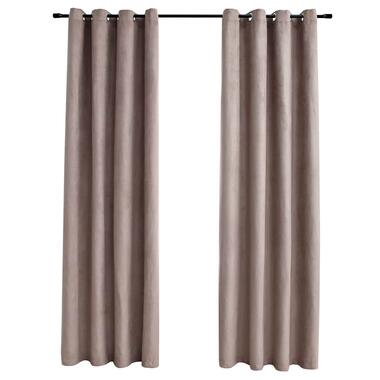 vidaXL Gordijn verduisterend met metalen ringen 2 st 140x225 cm taupe product