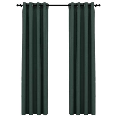 vidaXL - Gordijn - Groen - Stof - 140 x 245 cm - 2 stuks product