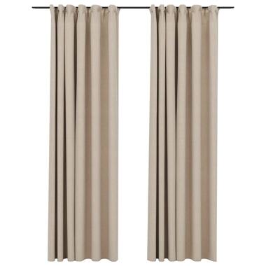 vidaXL Gordijnen linnen-look verduisterend haken 2 st 140x245 cm beige product