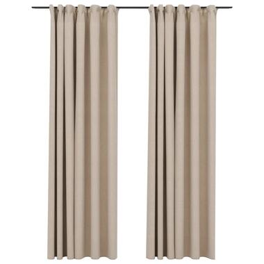 vidaXL Gordijnen linnen-look verduisterend haken 2 st 140x225 cm beige product