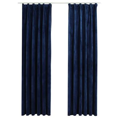 vidaXL Gordijnen verduisterend 2 st met haken 140x175 cm fluweel blauw product