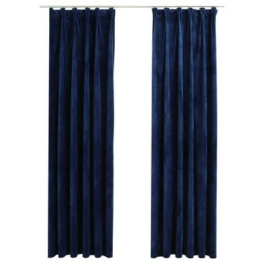 vidaXL Gordijnen verduisterend 2 st met haken 140x245 cm fluweel blauw product